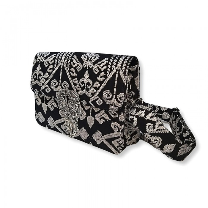 Madiva Clutch Songket Bali Silver in Black