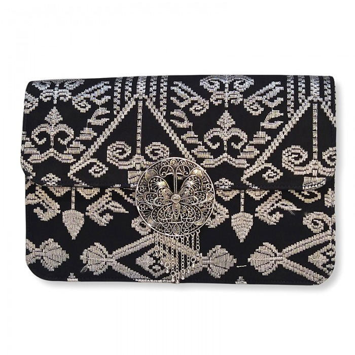 Madiva Clutch Songket Bali Silver in Black 2