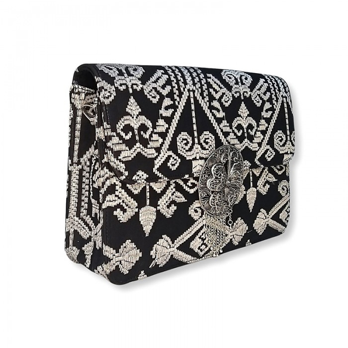 Madiva Clutch Songket Bali Silver in Black 3