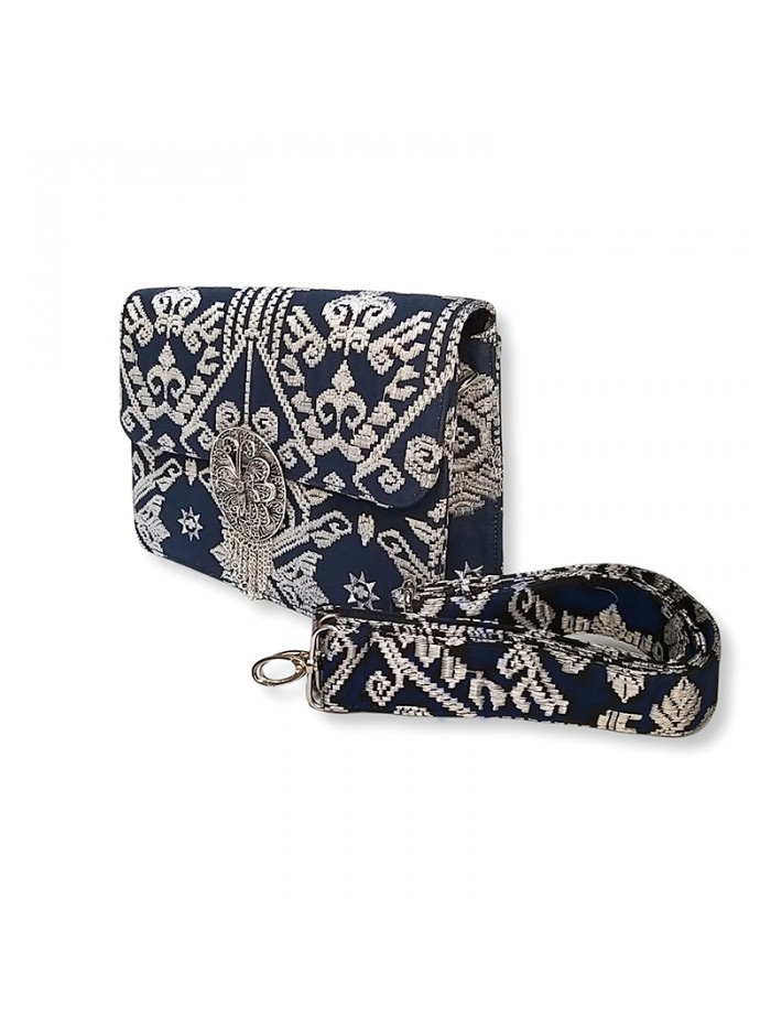 Madiva Clutch Songket Bali Silver in Navy 1