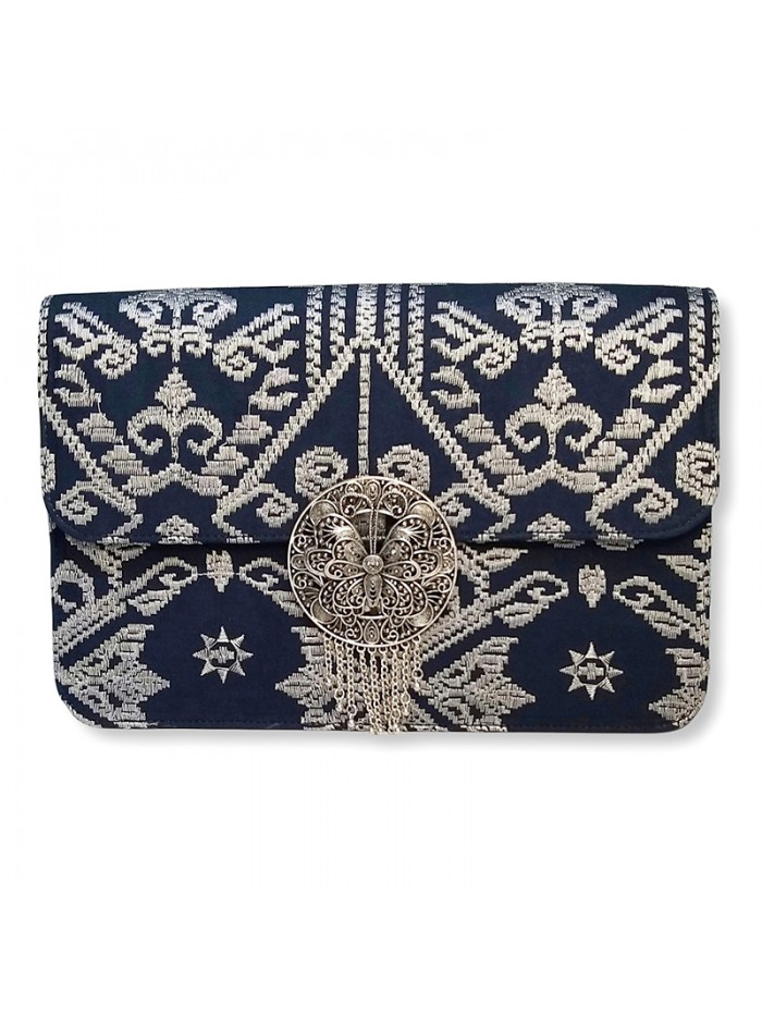 Madiva Clutch Songket Bali Silver in Navy 2