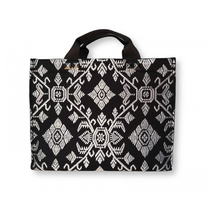 Salma Bag Full Bali Songket Silver in Black