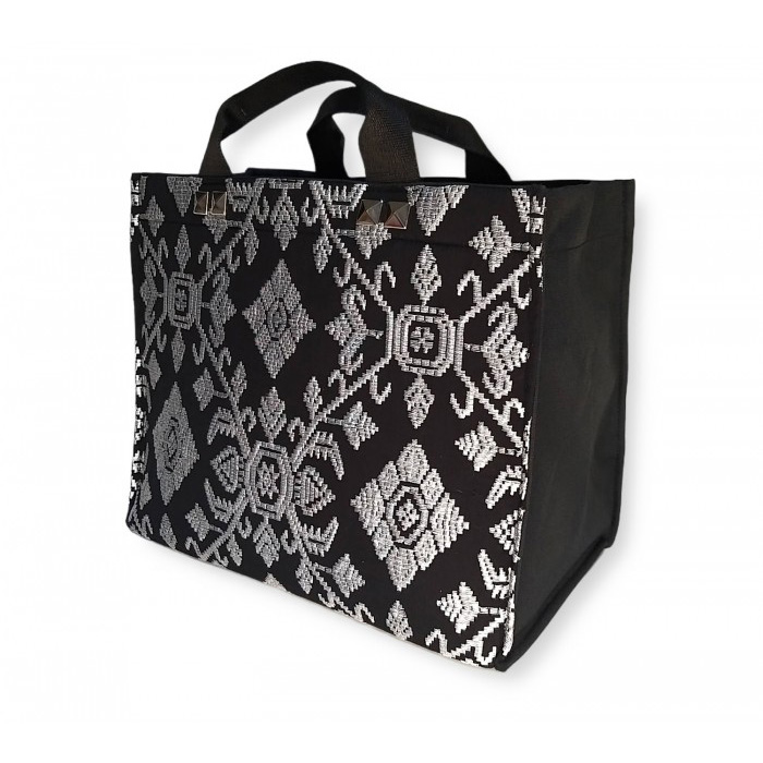 Salma Bag Full Bali Songket Silver in Black 3