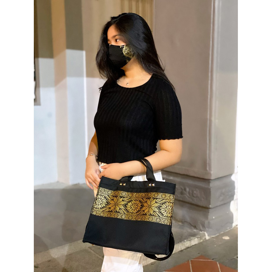 Salma Bag Palembang Songket in Black with Zipper 7