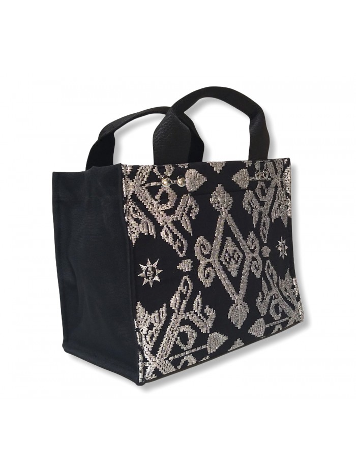 Salma Mini Bag Full Bali Songket Silver in Black variant 1