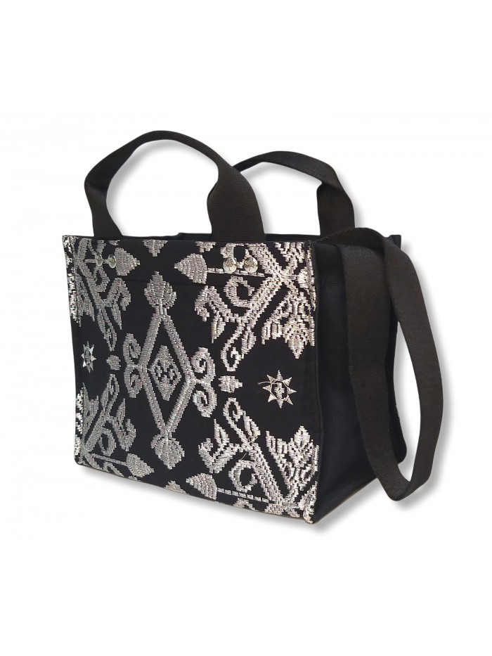 Salma Mini Bag Full Bali Songket Silver in Black variant 1 3