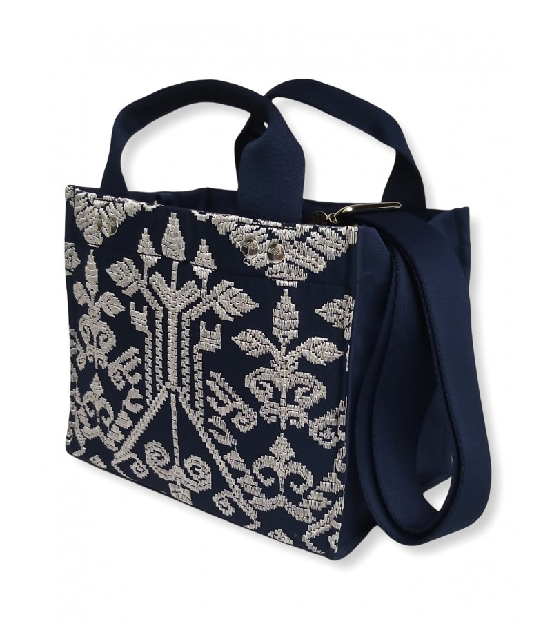 Salma Mini Bag Full Bali Songket Silver in Navy variant 1