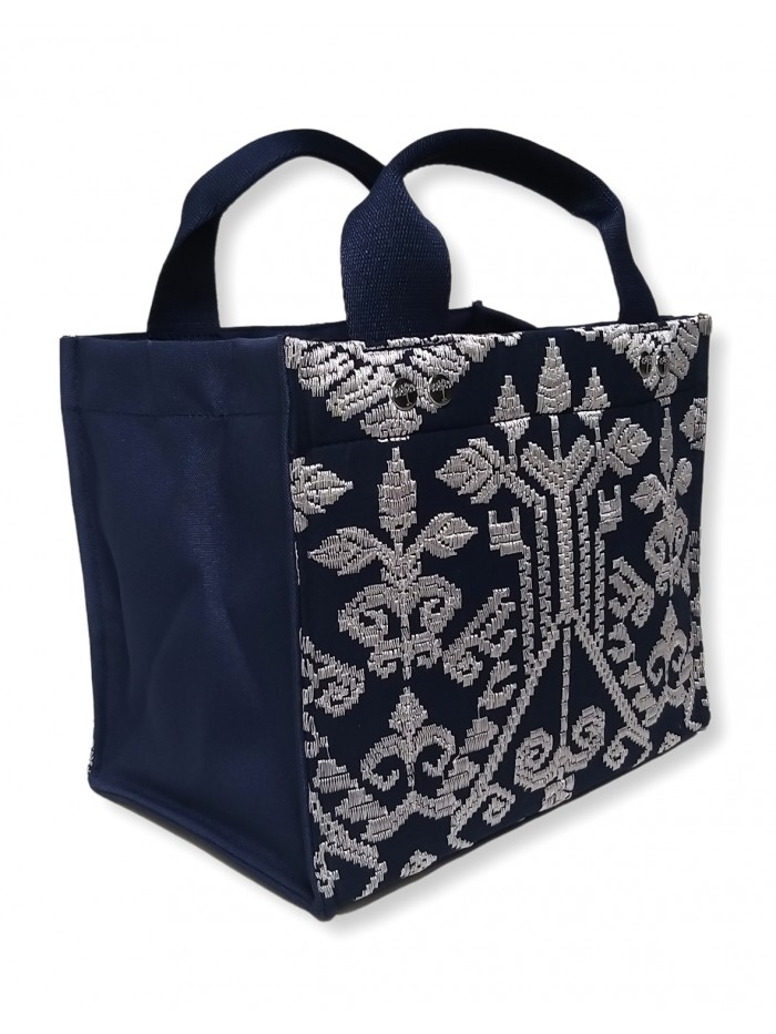 Salma Mini Bag Full Bali Songket Silver in Navy variant 1 3