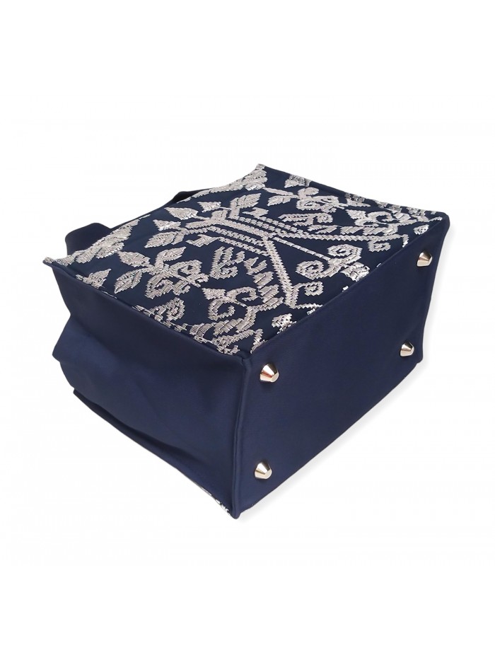 Salma Mini Bag Full Bali Songket Silver in Navy variant 1 4