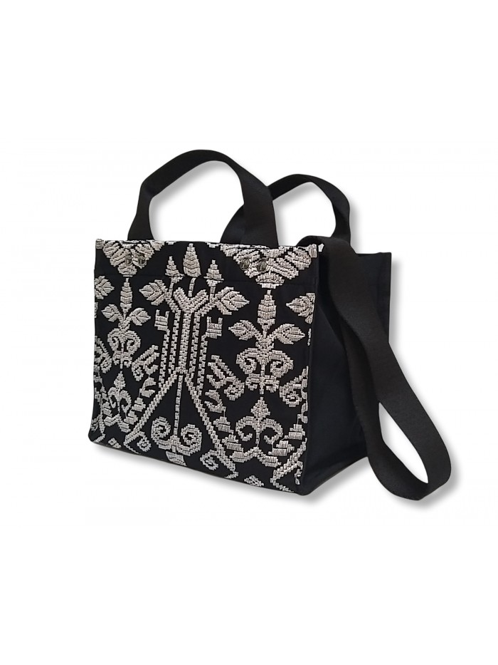 Salma Mini Bag Full Bali Songket Silver in Black variant 2 3