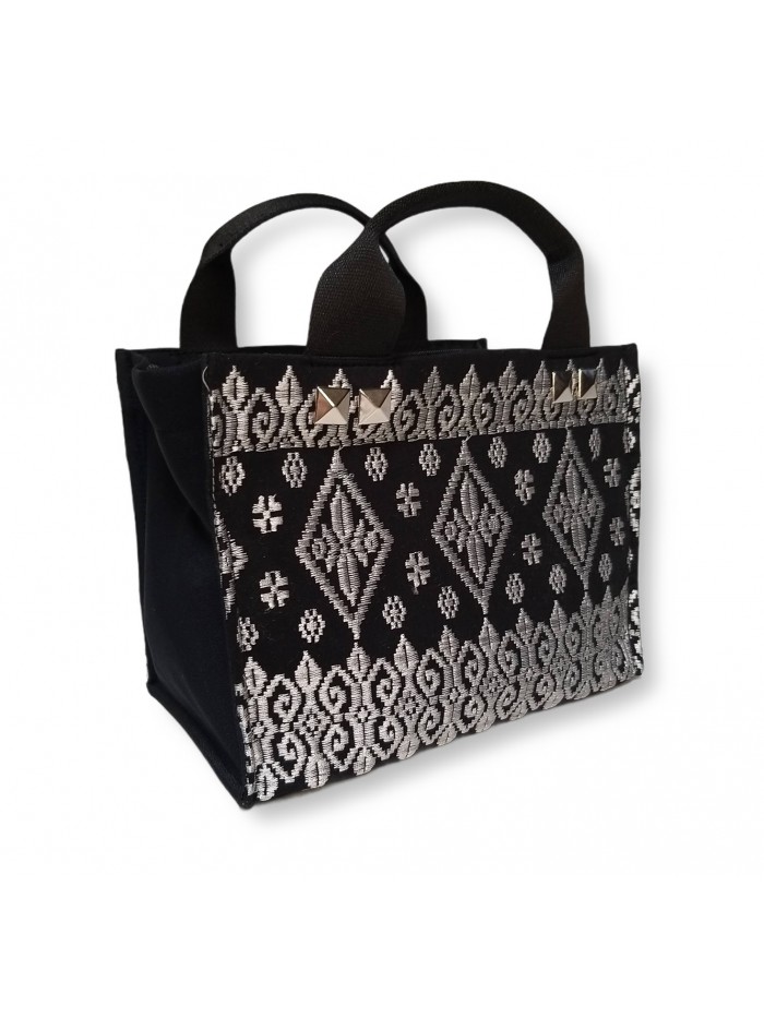 Salma Mini Bag Full Bali Songket Silver in Black variant 3