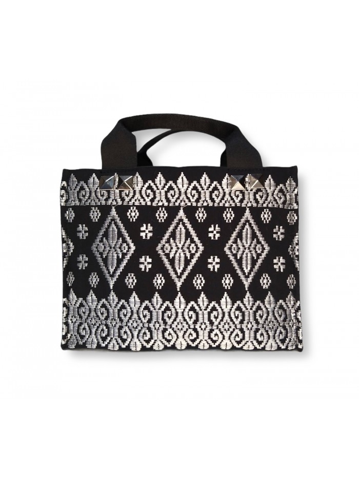 Salma Mini Bag Full Bali Songket Silver in Black variant 3 2