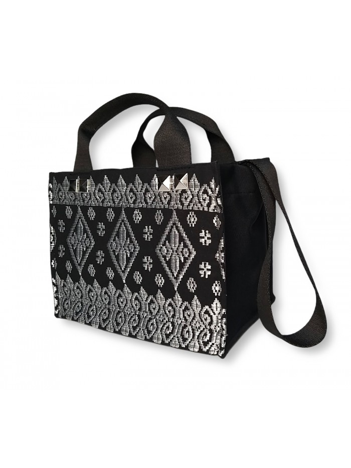 Salma Mini Bag Full Bali Songket Silver in Black variant 3 3