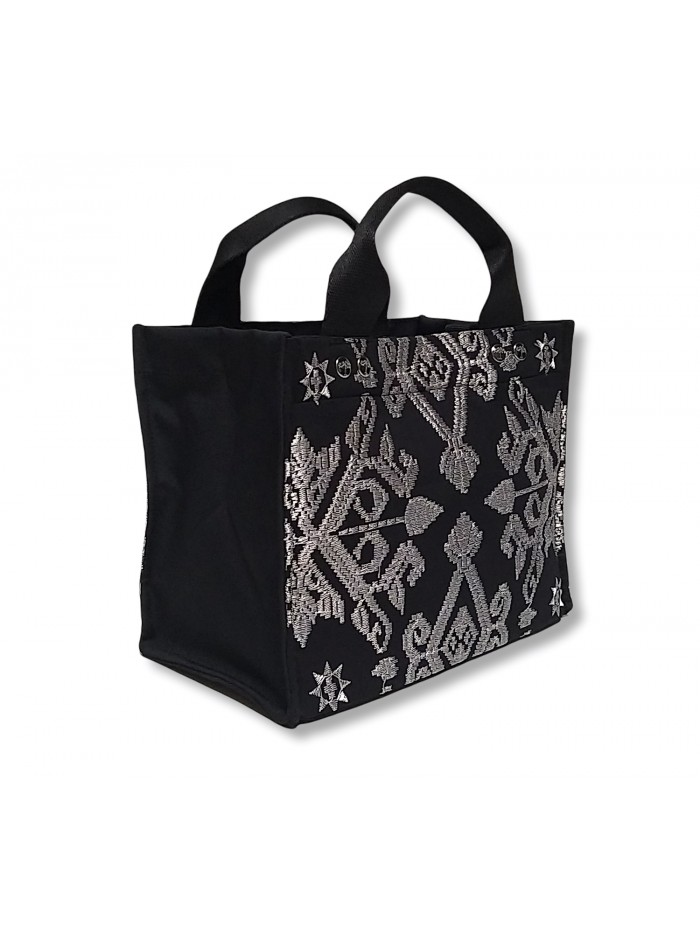 Salma Mini Bag Full Bali Songket Silver in Black variant 4