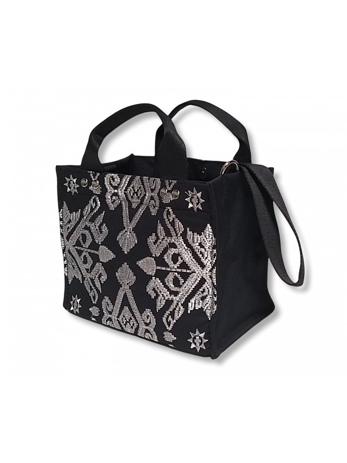 Salma Mini Bag Full Bali Songket Silver in Black variant 4 3